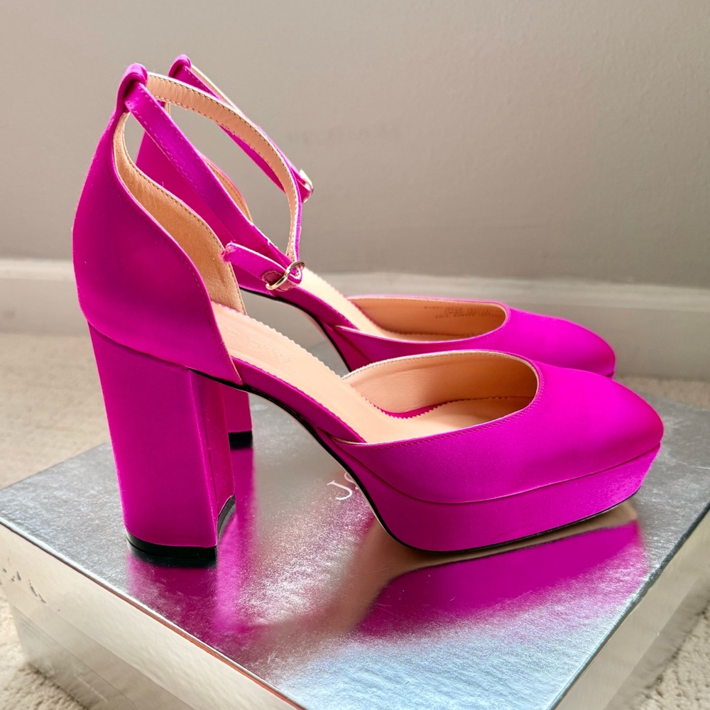J. Crew Collection Maisie made-in-Italy Platform Heels in Radiant Fuschia *NWT* - Picture 3 of 7